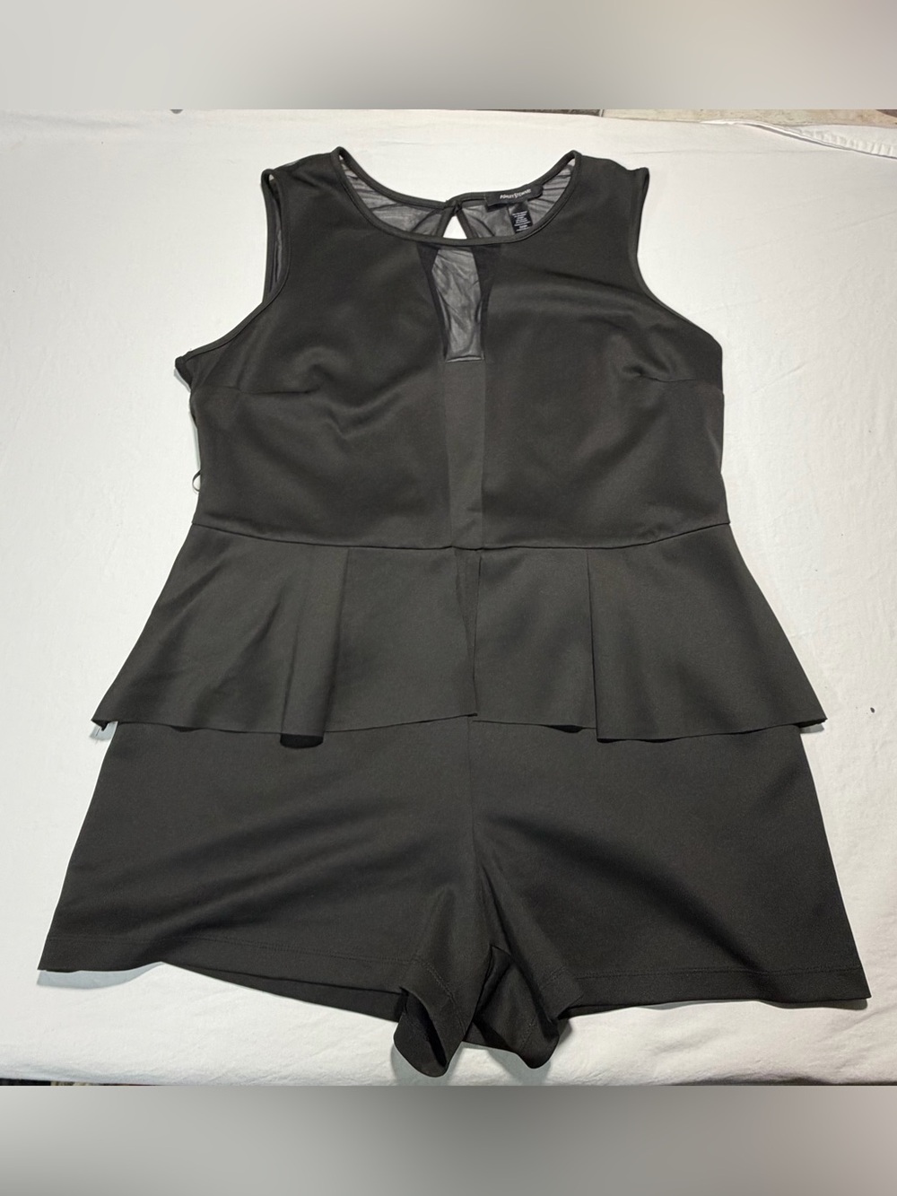 Ashley Stewart Black Sleeveless Peplum Romper
